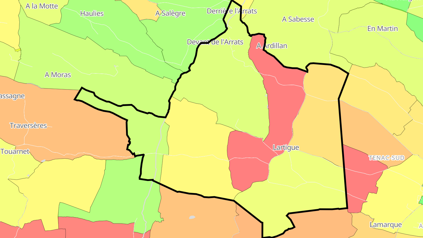 Carte des prix de l'immobilier Lartigue