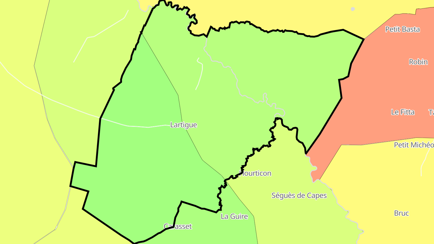 Carte des prix de l'immobilier Lartigue
