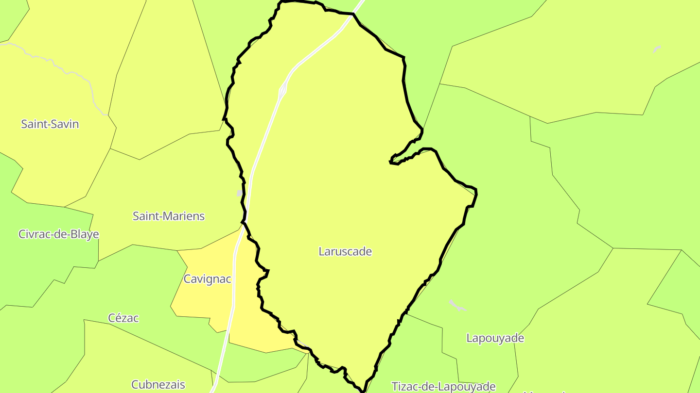 Carte des prix de l'immobilier Laruscade
