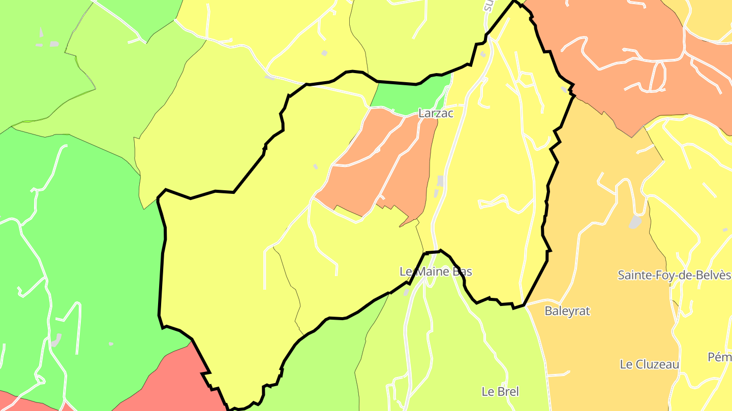 Carte des prix de l'immobilier Larzac