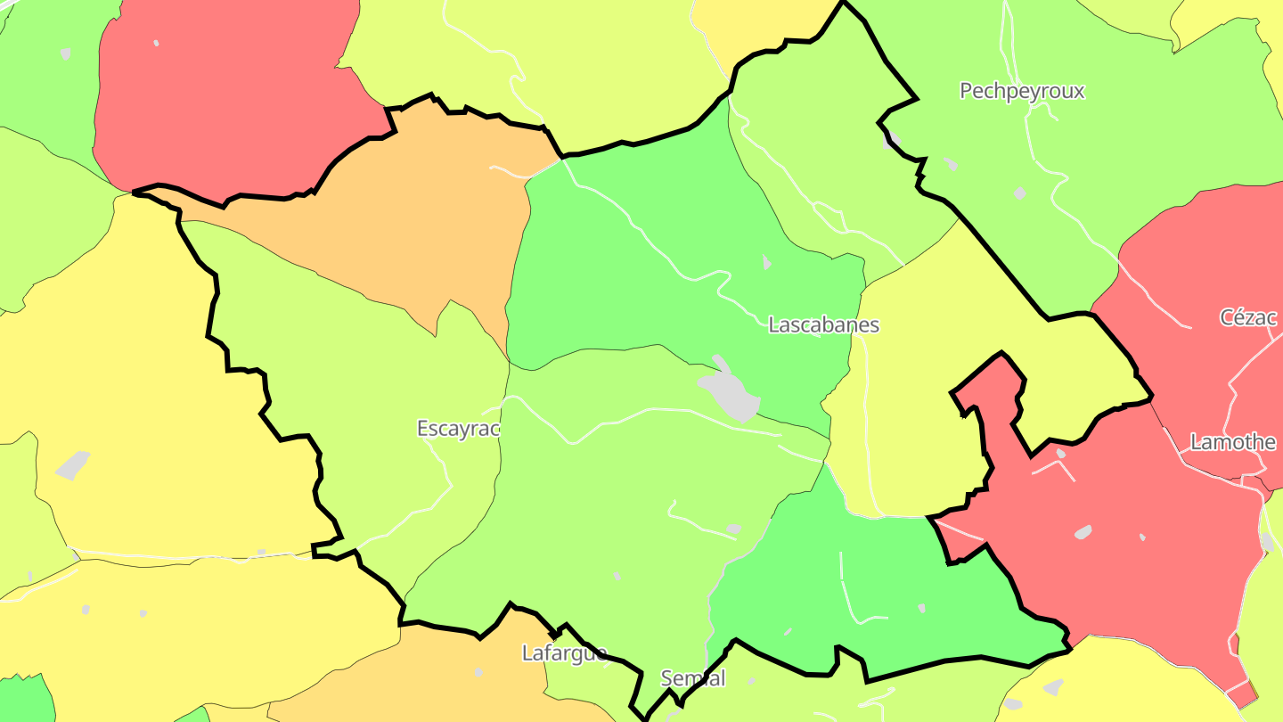 Carte des prix de l'immobilier Lascabanes