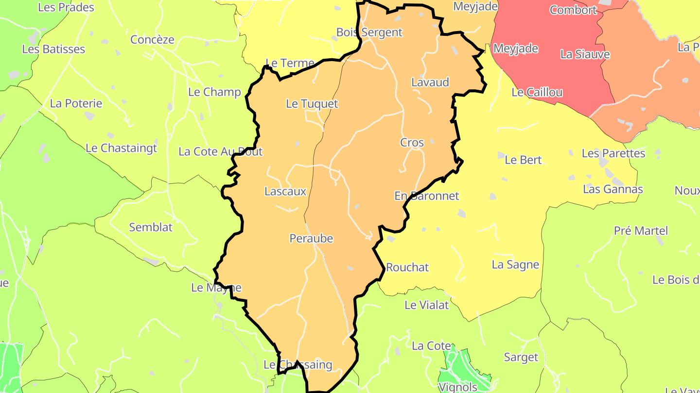 Carte des prix de l'immobilier Lascaux