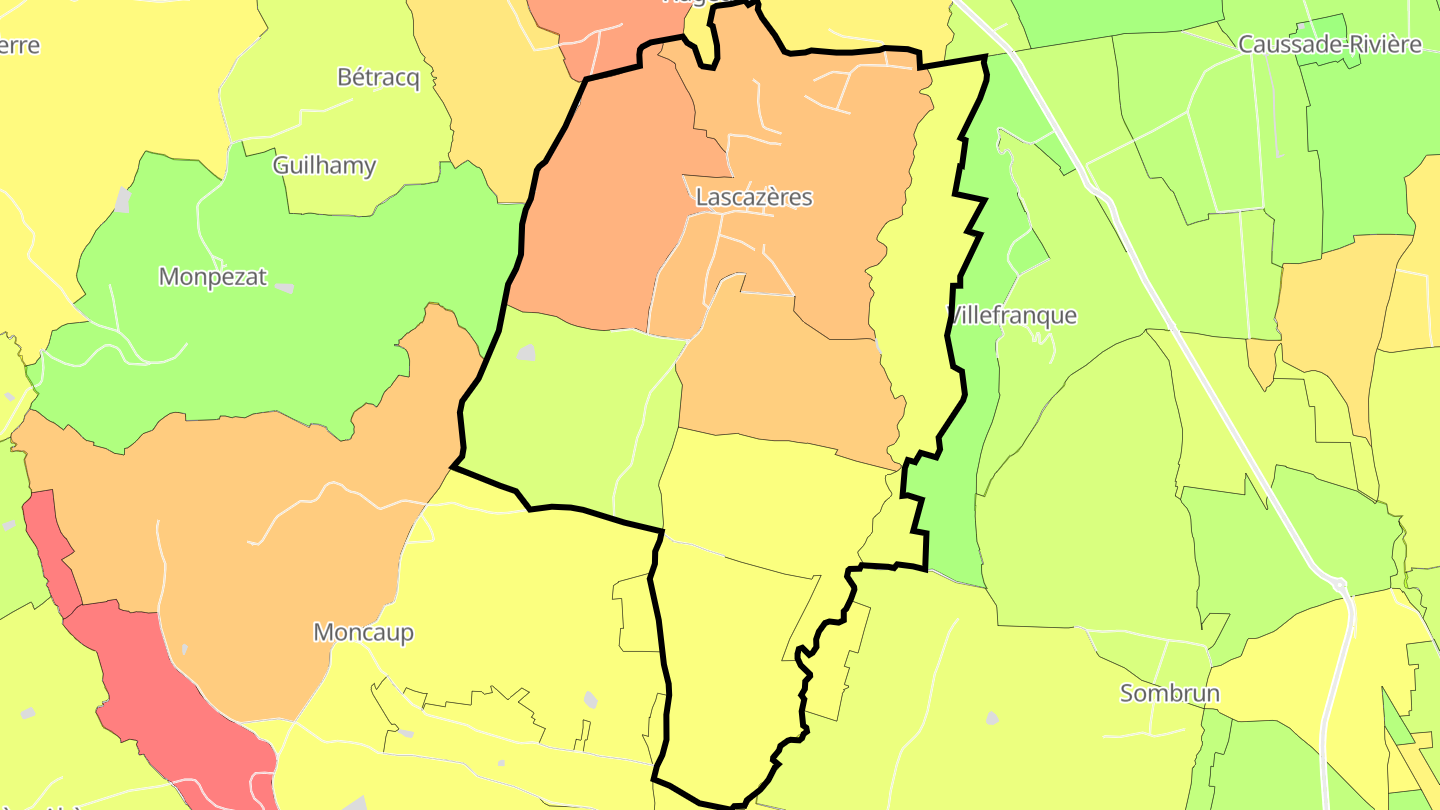 Carte des prix de l'immobilier Lascazères