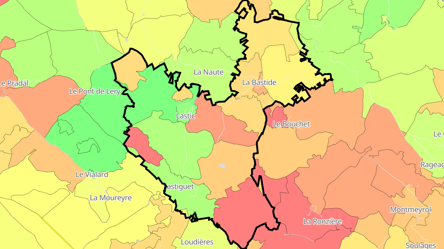 Carte des prix de l'immobilier Lastic