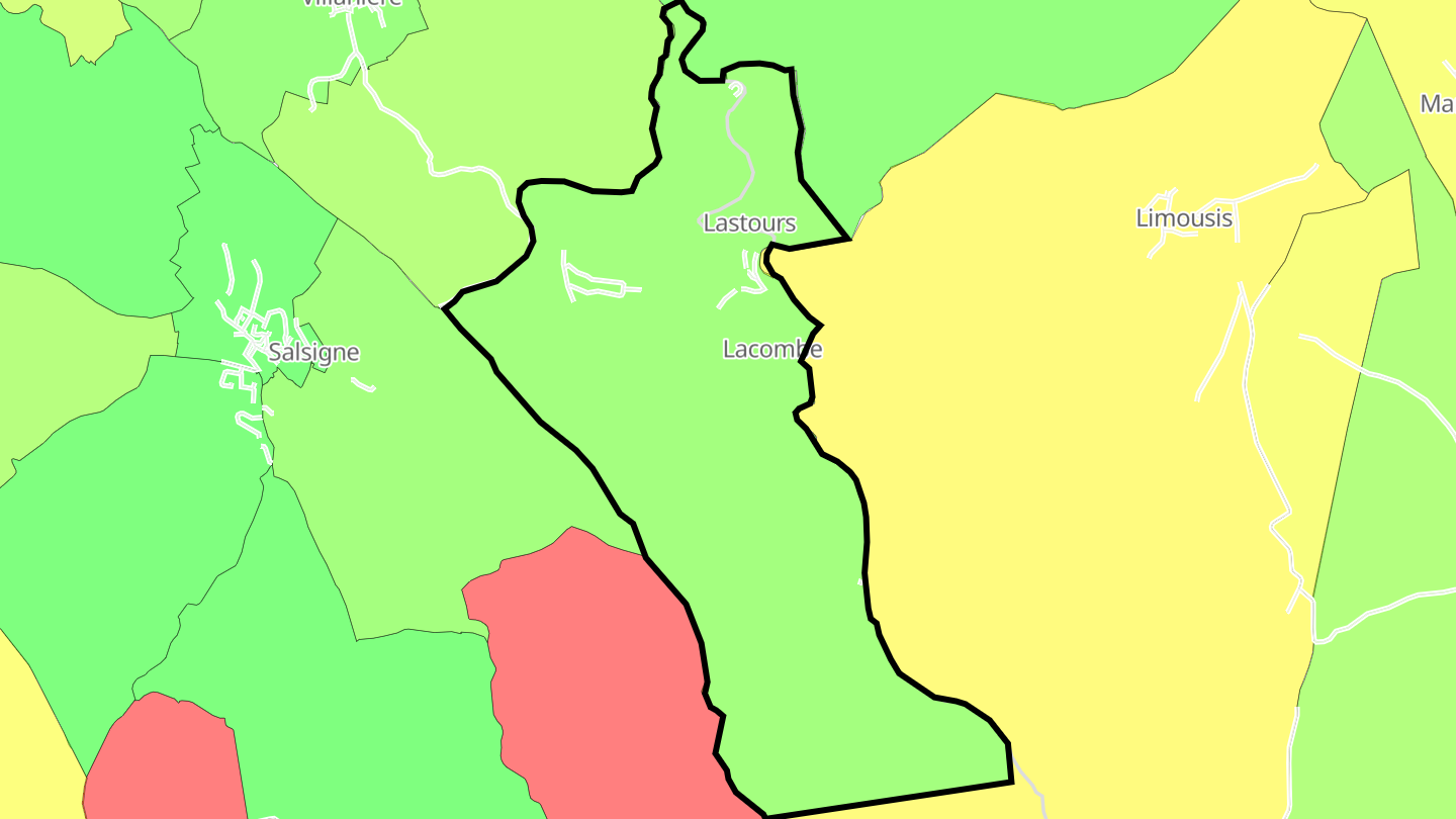 Carte des prix de l'immobilier Lastours