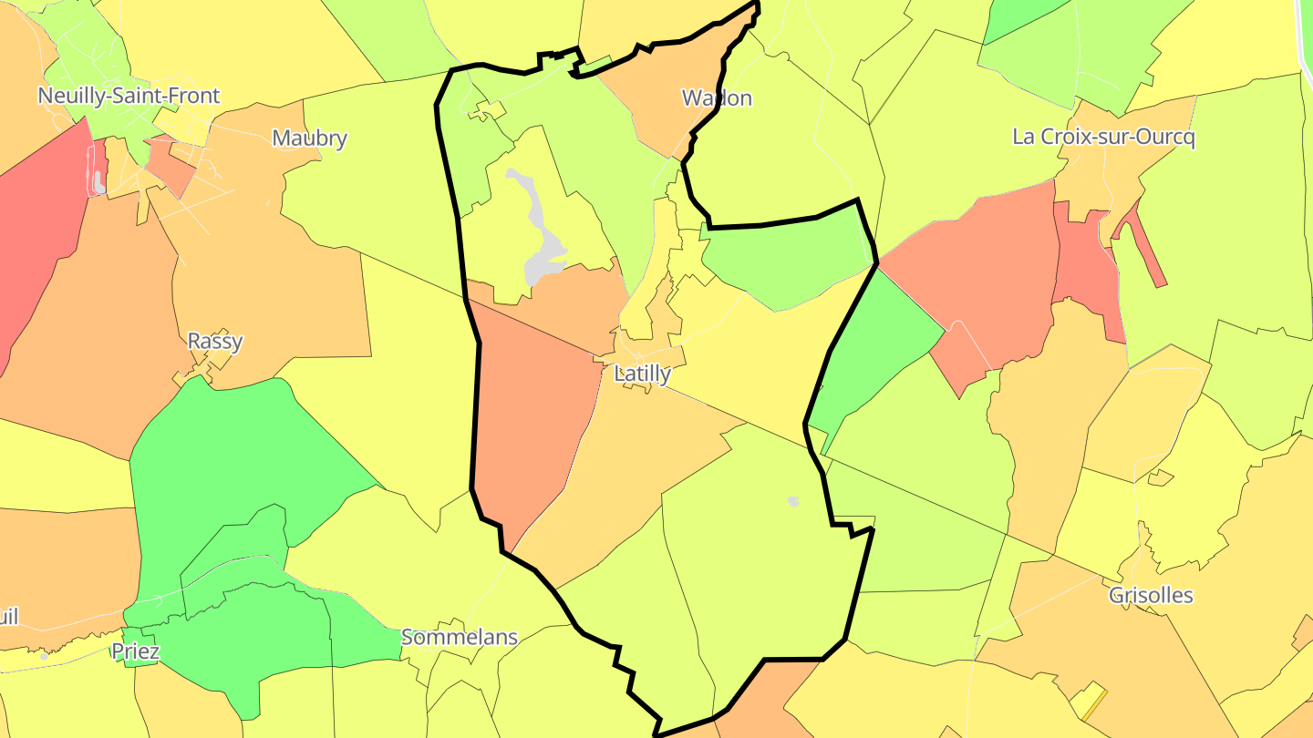 Carte des prix de l'immobilier Latilly
