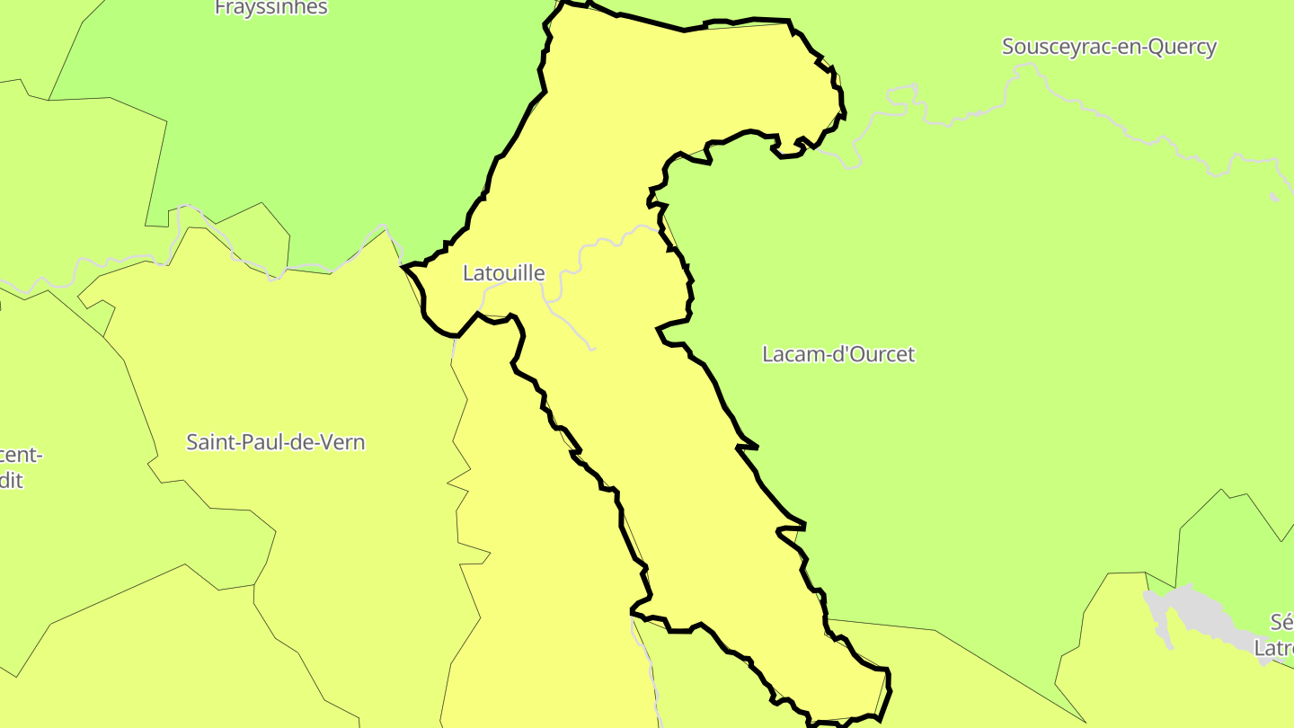 Carte des prix de l'immobilier Latouille-Lentillac