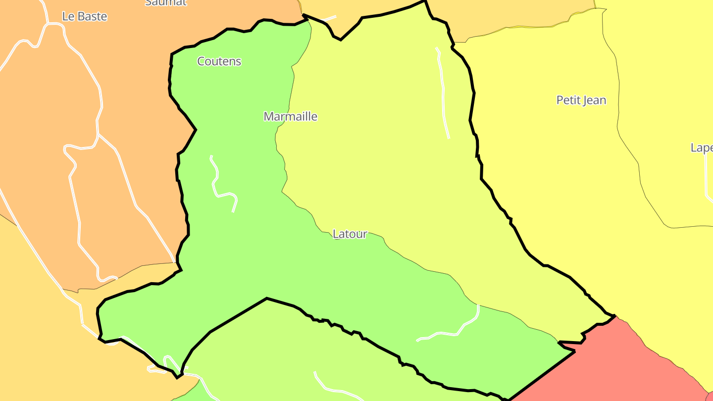 Carte des prix de l'immobilier Latour