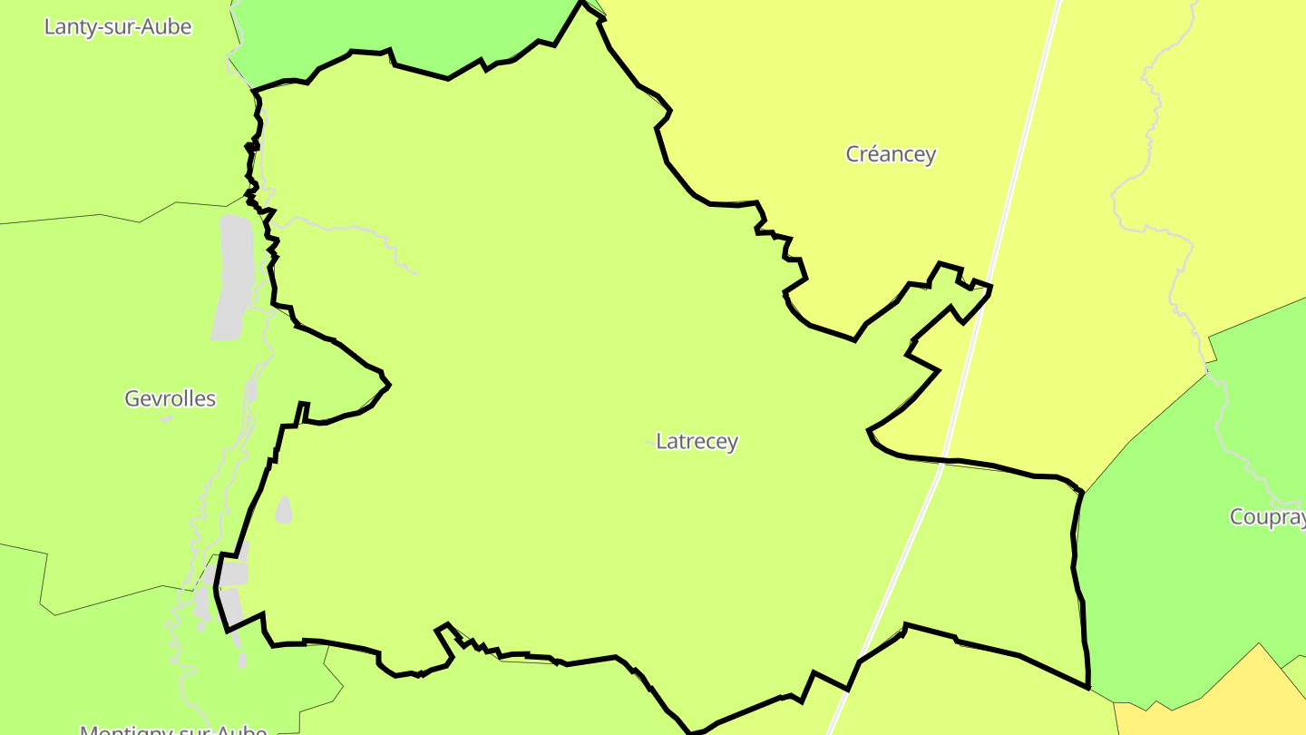 Carte des prix de l'immobilier Latrecey-Ormoy-sur-Aube