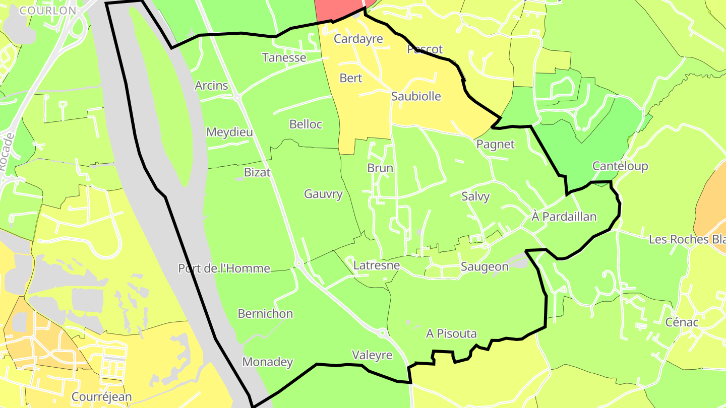 Carte des prix de l'immobilier Latresne