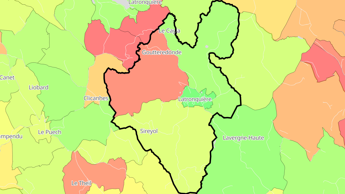 Carte des prix de l'immobilier Latronquière