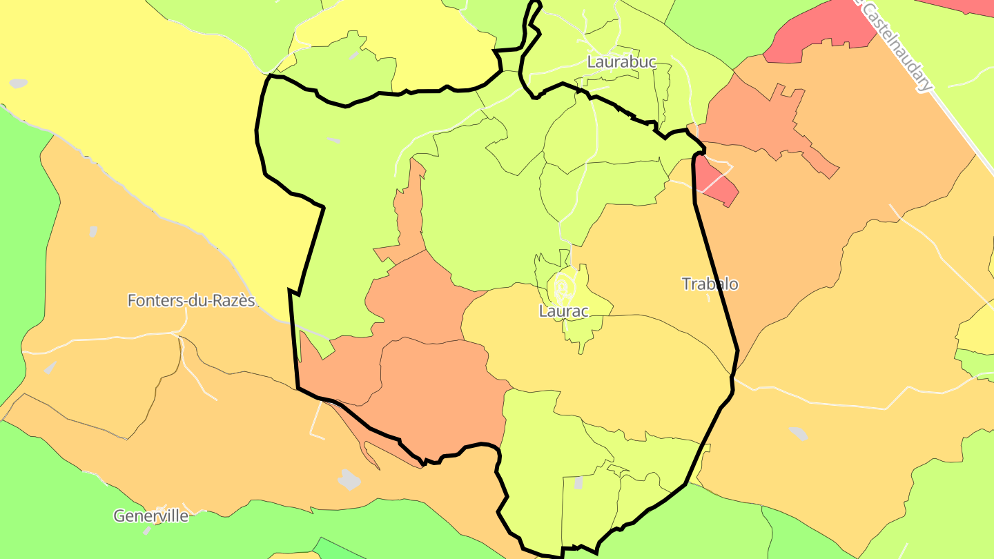 Carte des prix de l'immobilier Laurac