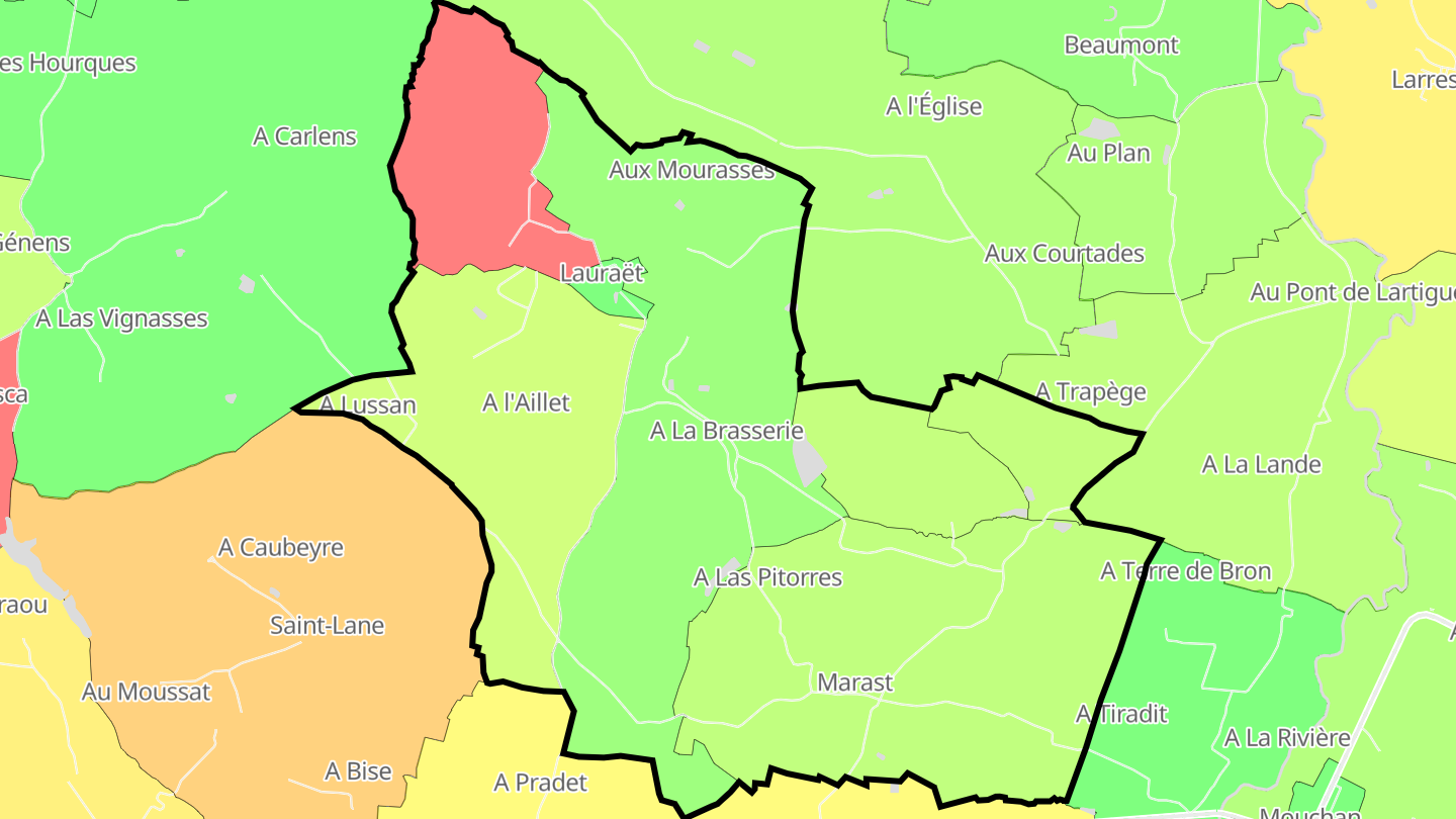 Carte des prix de l'immobilier Lauraët
