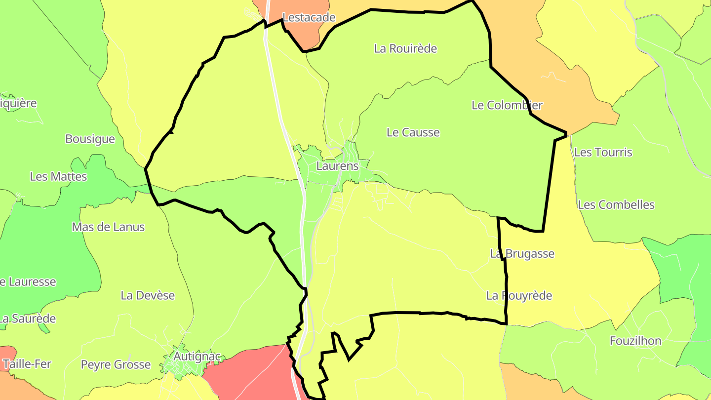 Carte des prix de l'immobilier Laurens
