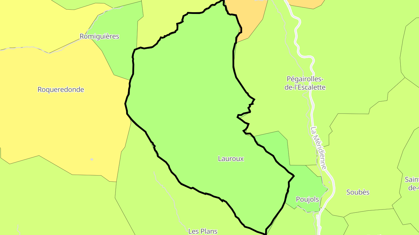 Carte des prix de l'immobilier Lauroux