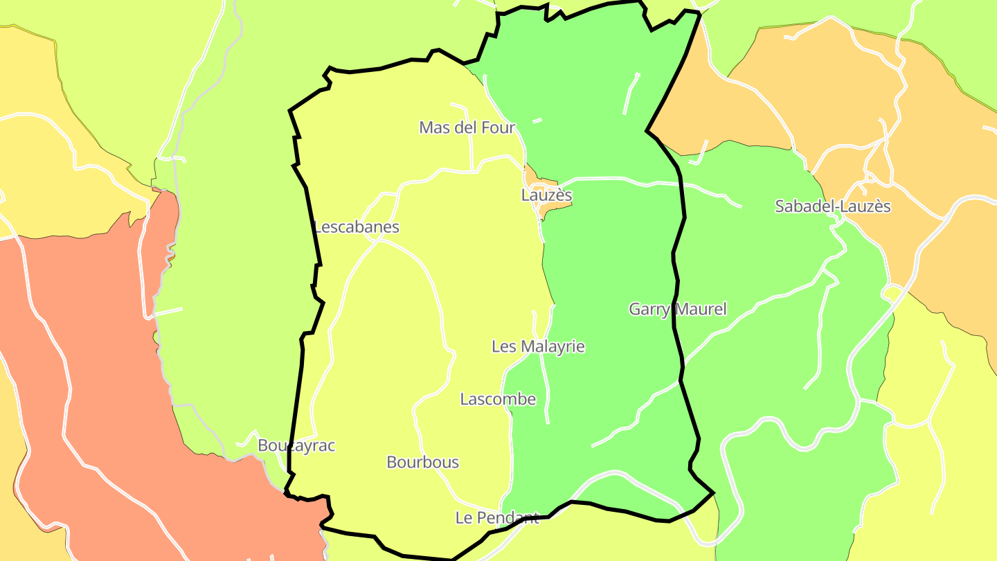 Carte des prix de l'immobilier Lauzès