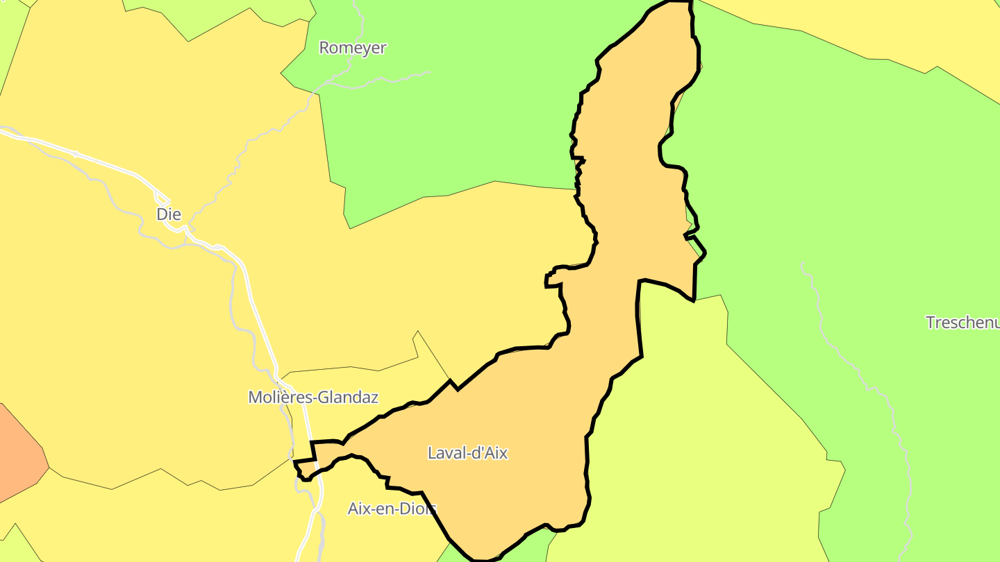 Carte des prix de l'immobilier Laval-d'Aix