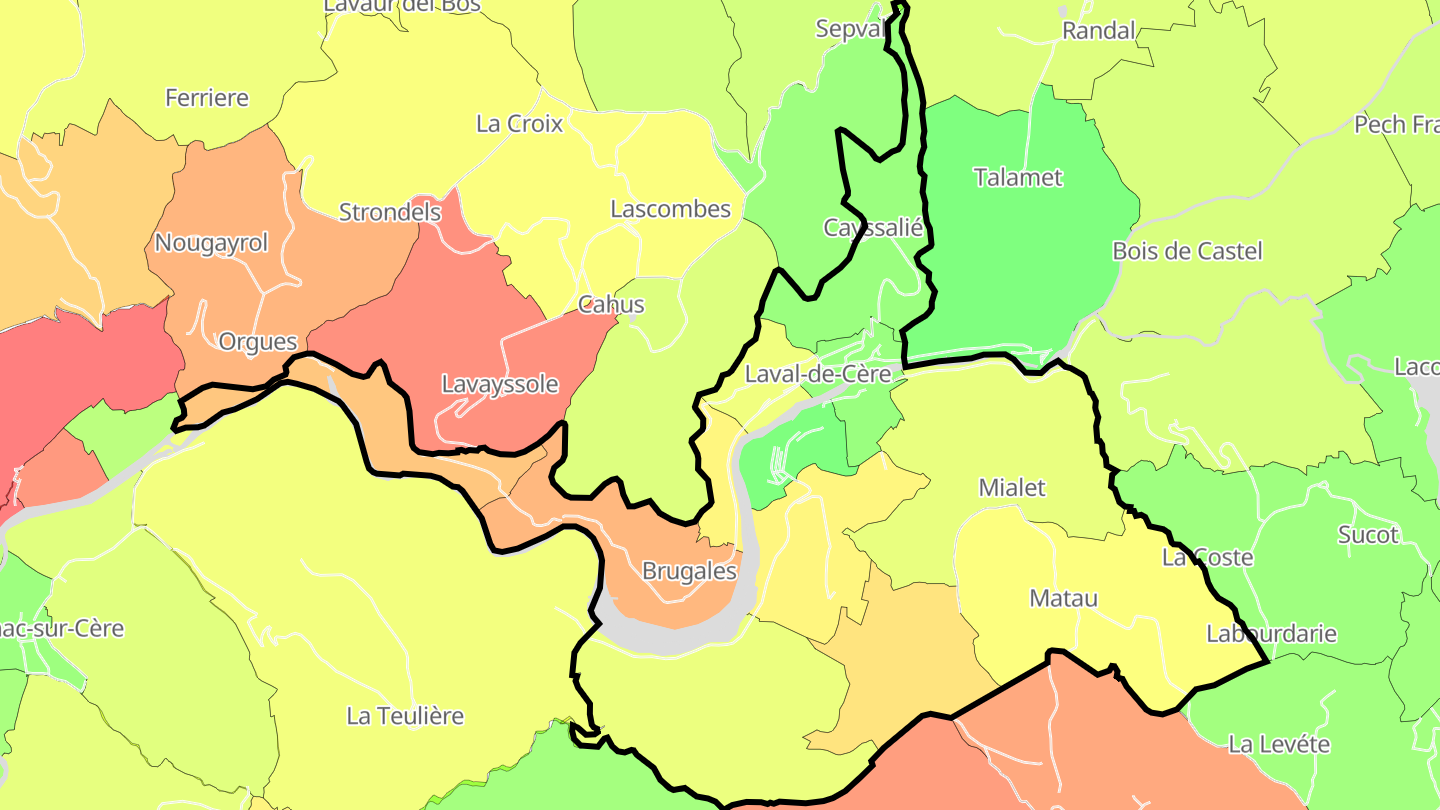 Carte des prix de l'immobilier Laval-de-Cère