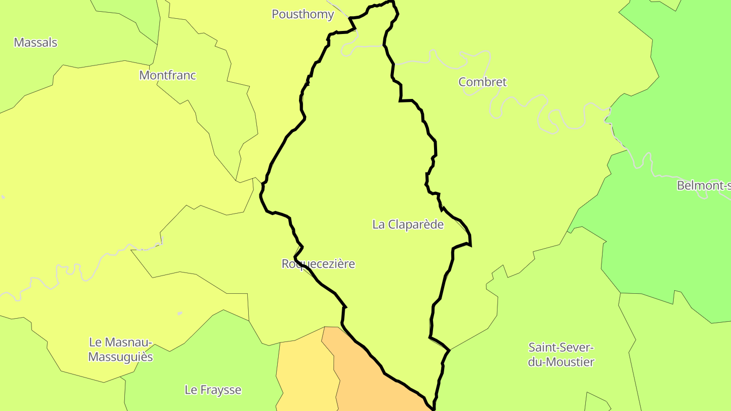 Carte des prix de l'immobilier Laval-Roquecezière