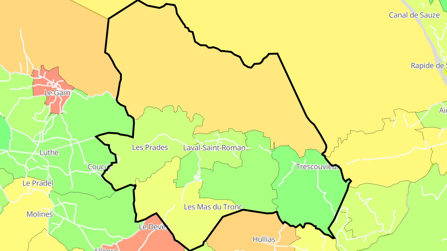 Carte des prix de l'immobilier Laval-Saint-Roman