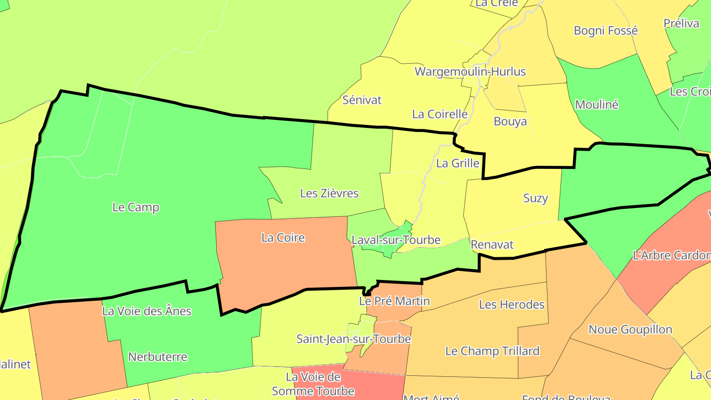 Carte des prix de l'immobilier Laval-sur-Tourbe