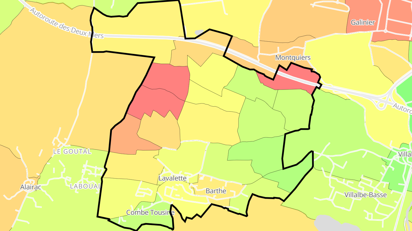 Carte des prix de l'immobilier Lavalette