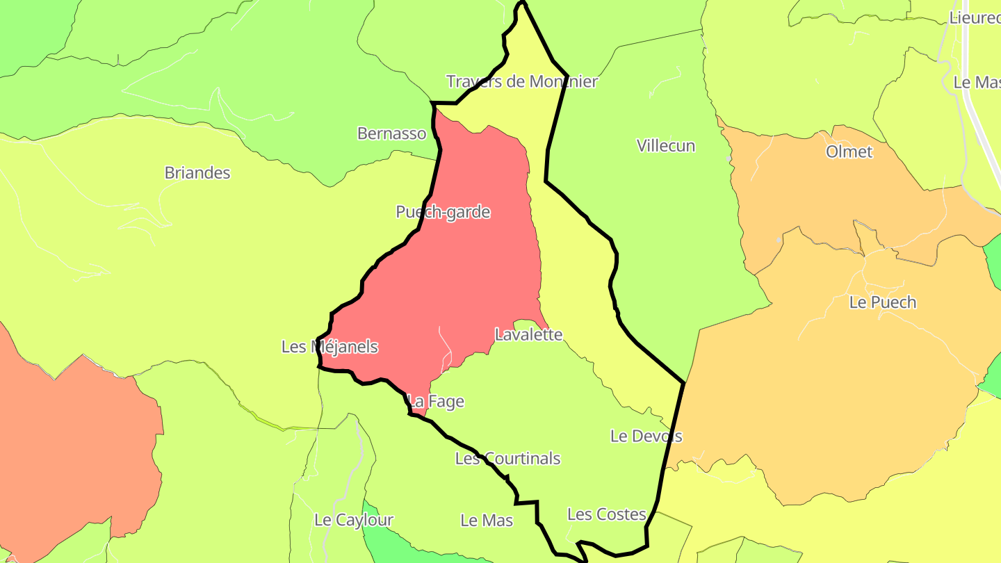 Carte des prix de l'immobilier Lavalette