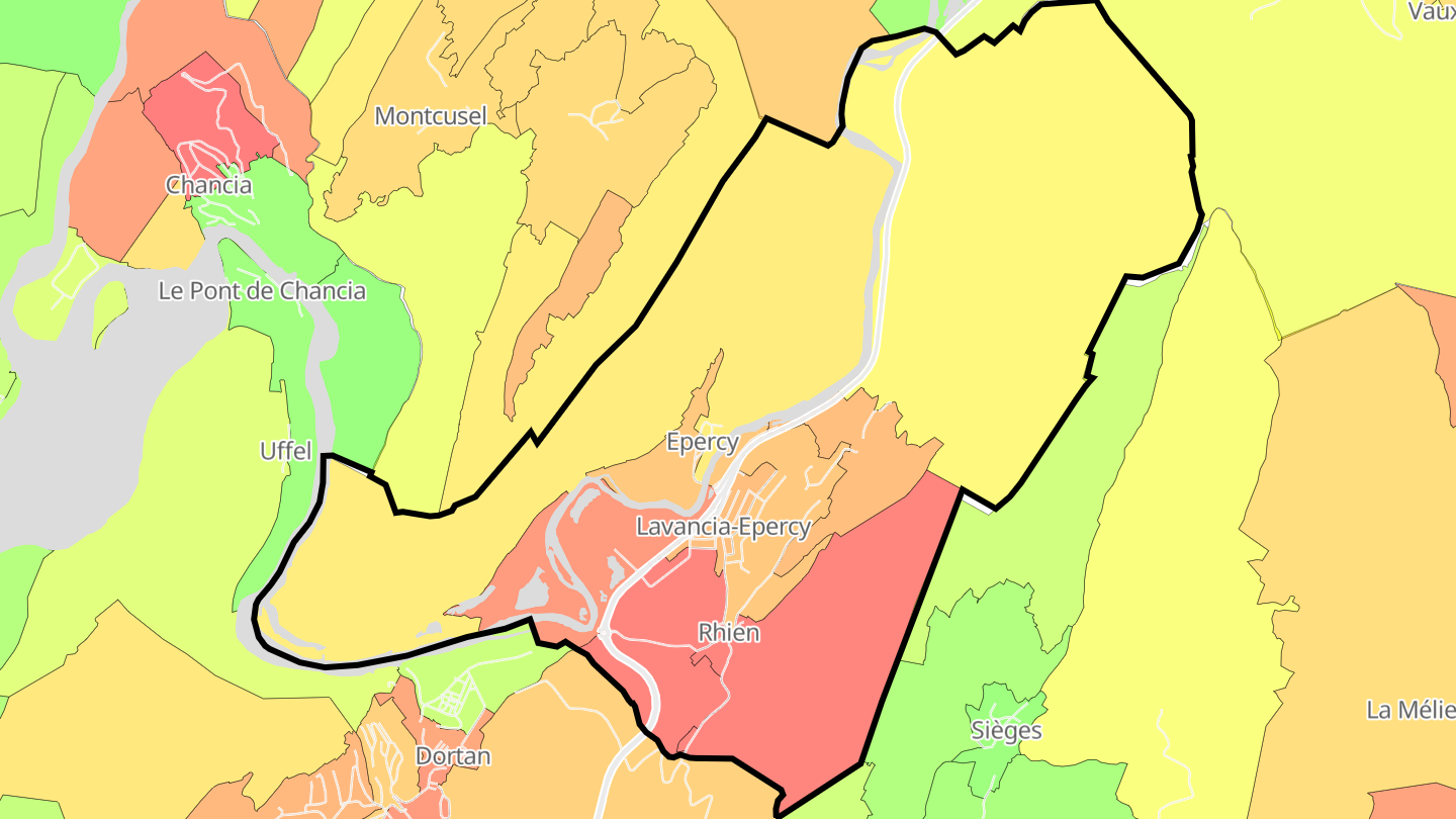 Carte des prix de l'immobilier Lavancia-Epercy