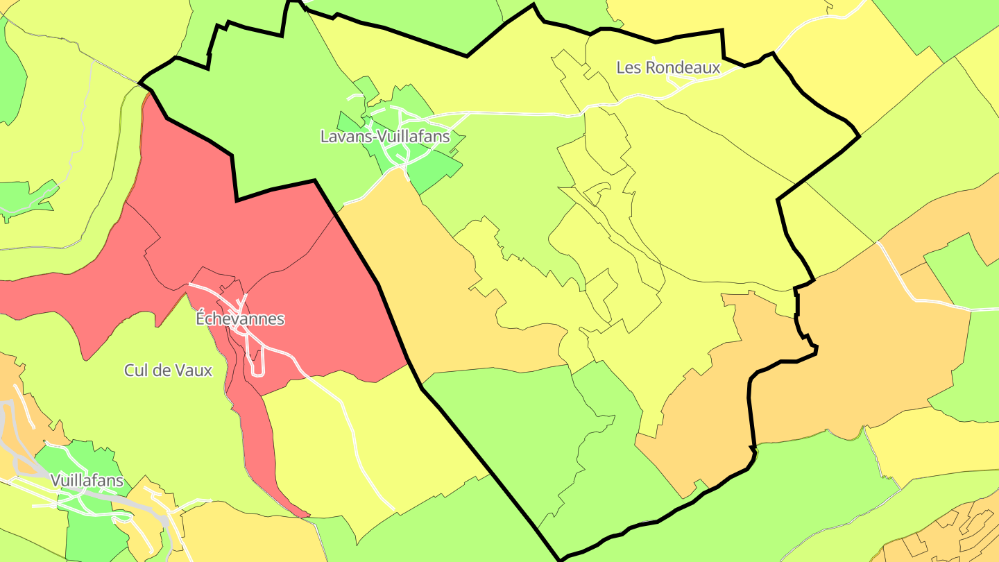 Carte des prix de l'immobilier Lavans-Vuillafans