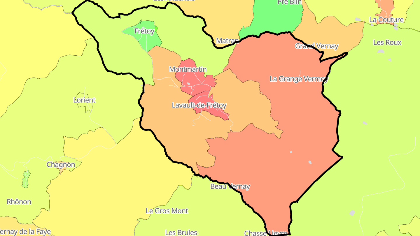 Carte des prix de l'immobilier Lavault-de-Frétoy
