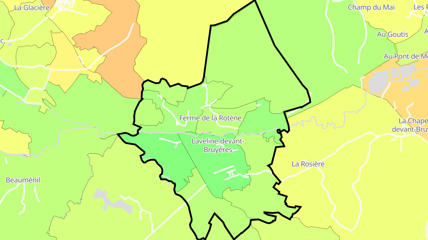 Carte des prix de l'immobilier Laveline-devant-Bruyères