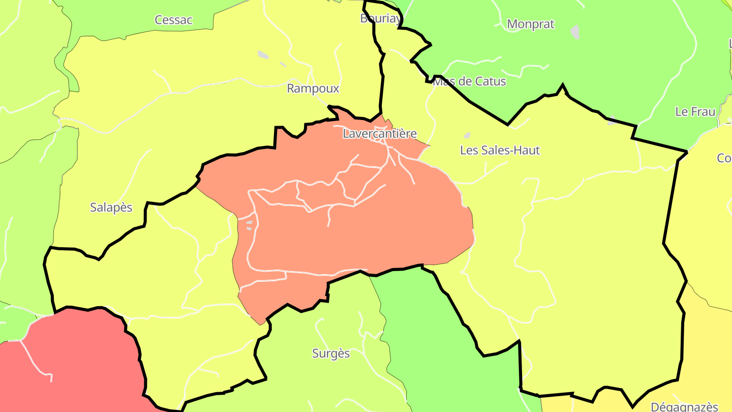 Carte des prix de l'immobilier Lavercantière