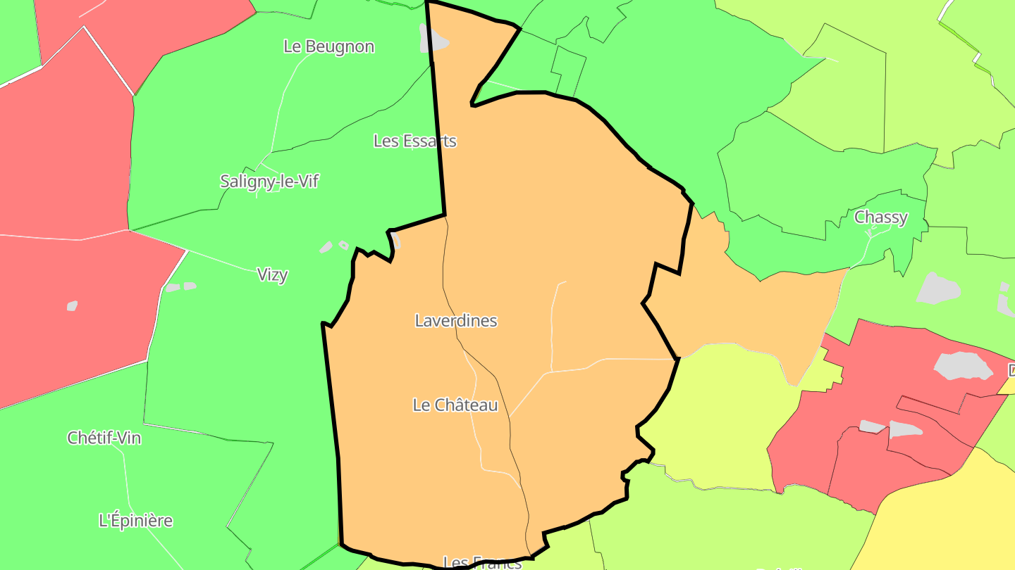 Carte des prix de l'immobilier Laverdines