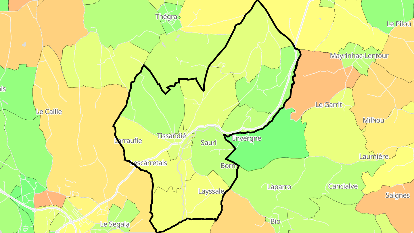 Carte des prix de l'immobilier Lavergne
