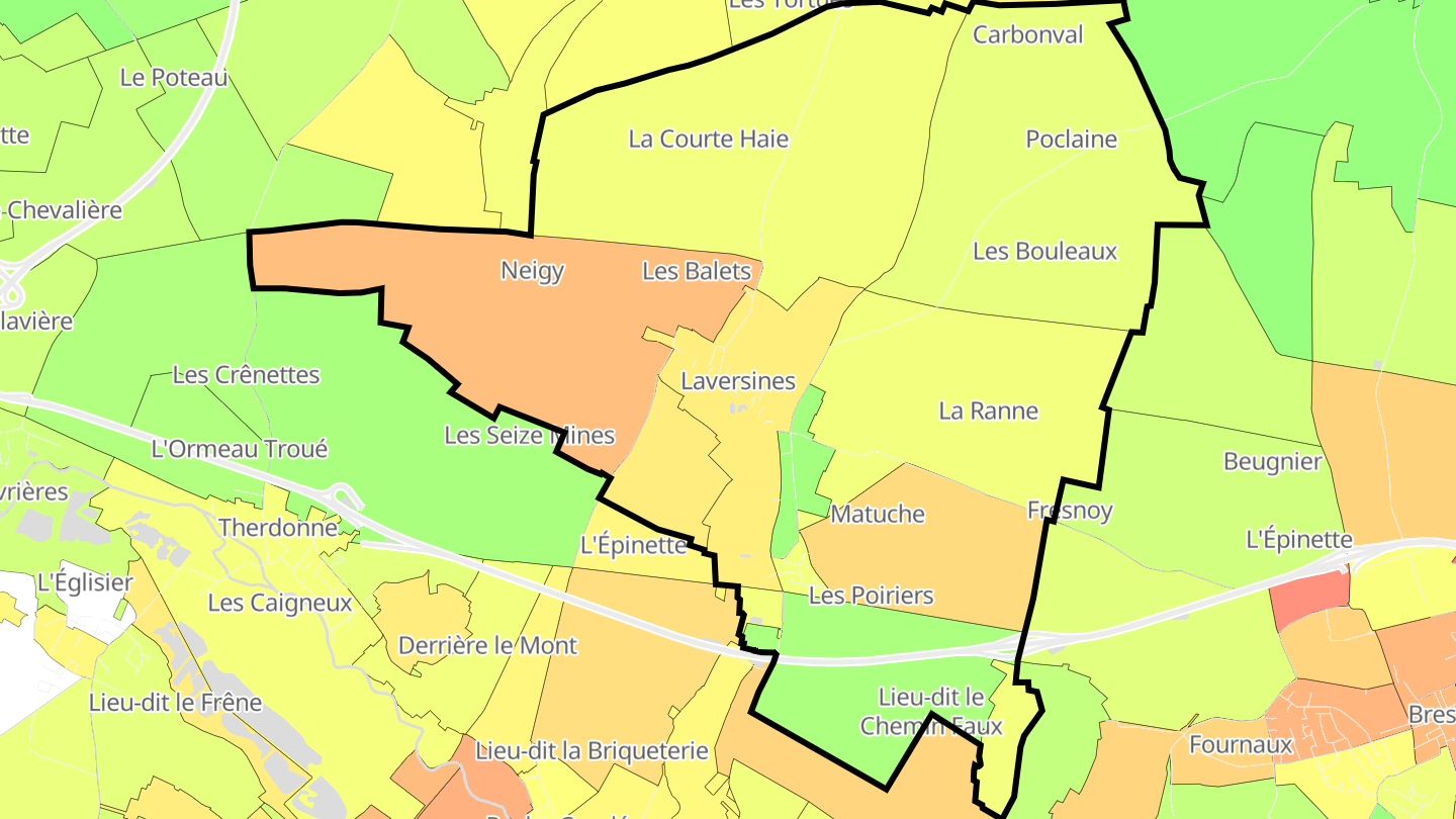 Carte des prix de l'immobilier Laversines