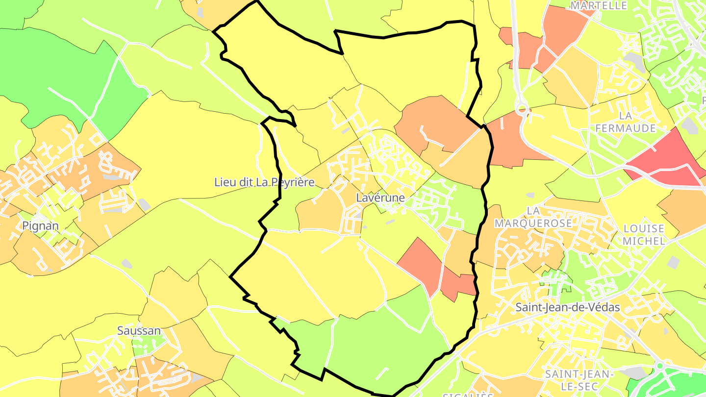 Carte des prix de l'immobilier Lavérune