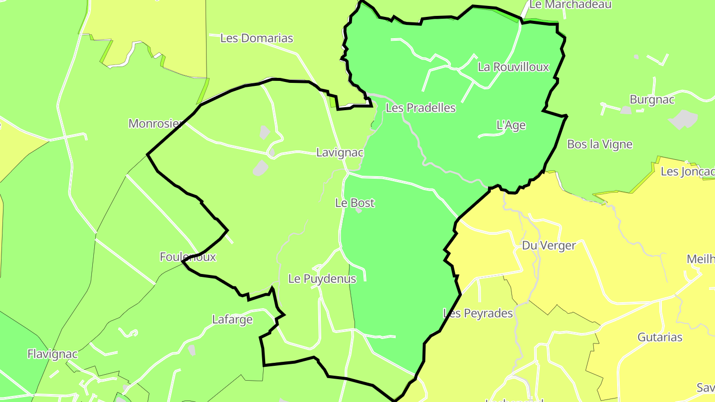 Carte des prix de l'immobilier Lavignac