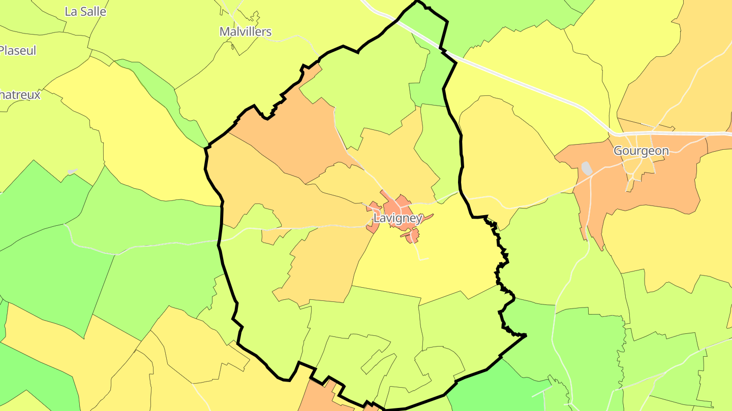 Carte des prix de l'immobilier Lavigney
