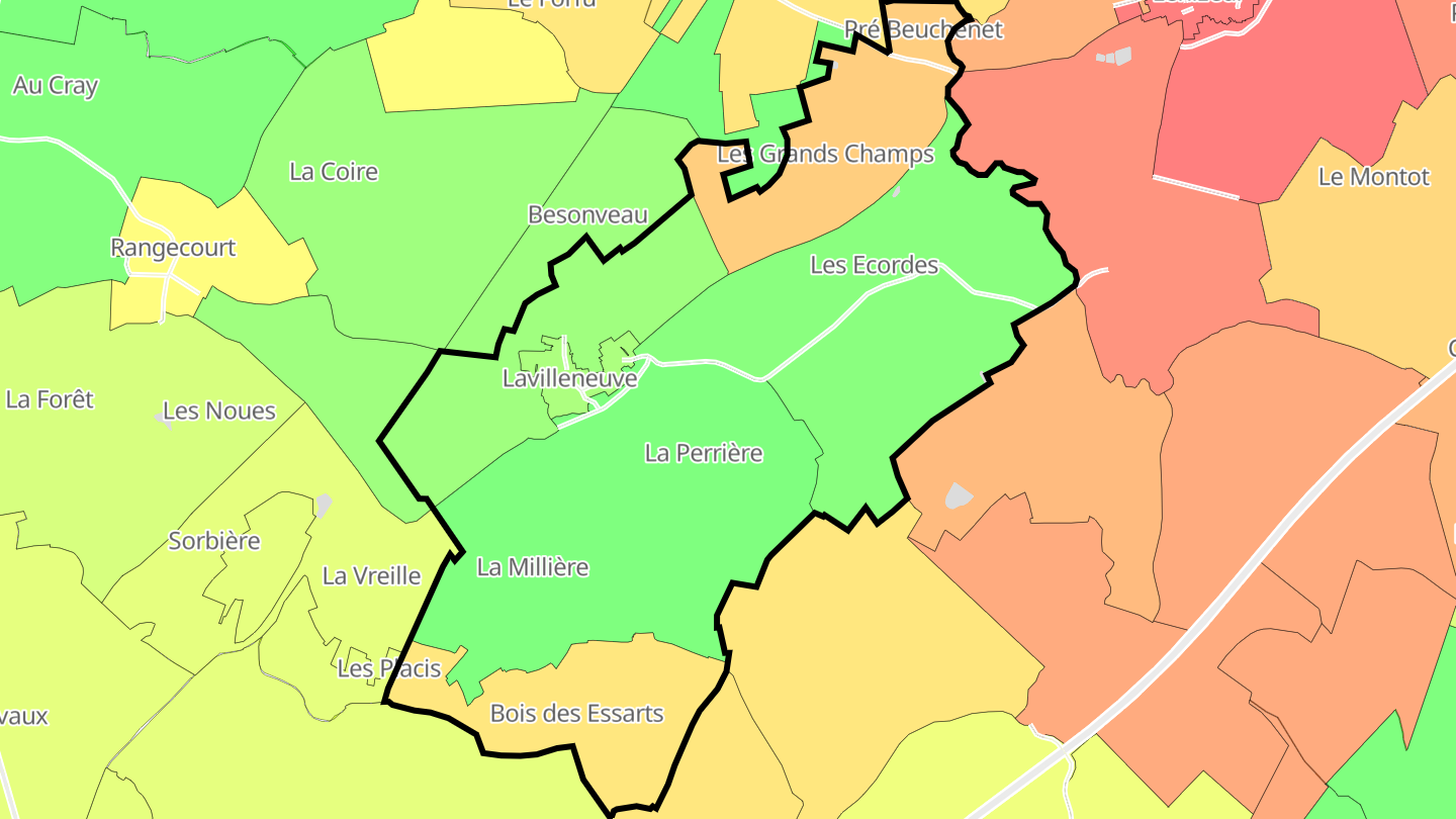 Carte des prix de l'immobilier Lavilleneuve