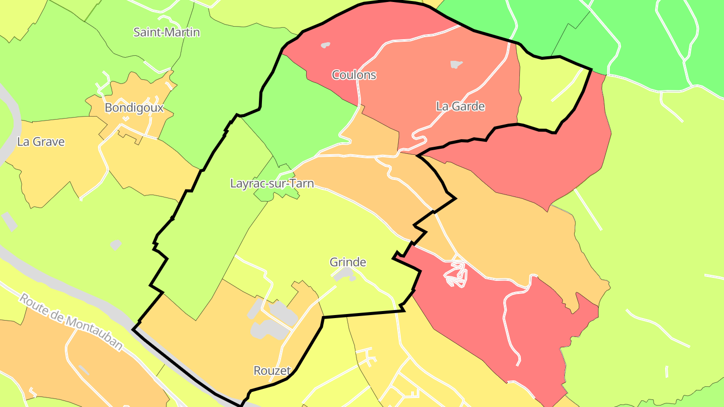 Carte des prix de l'immobilier Layrac-sur-Tarn