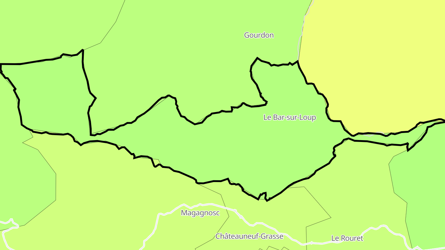 Carte des prix de l'immobilier Le Bar-sur-Loup