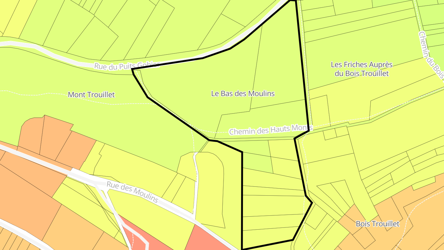 Carte des prix de l'immobilier Le Bas des Moulins