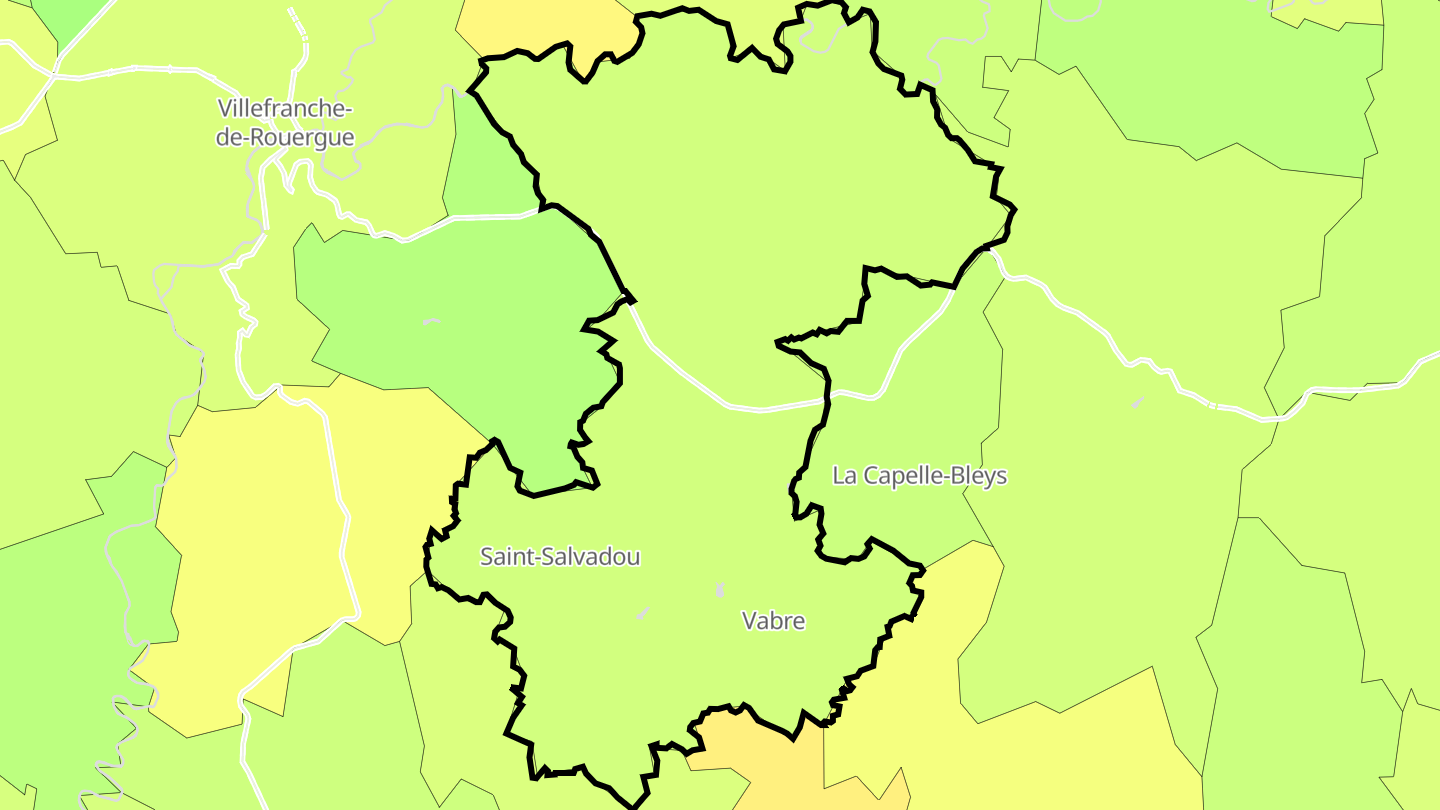 Carte des prix de l'immobilier Le Bas Ségala