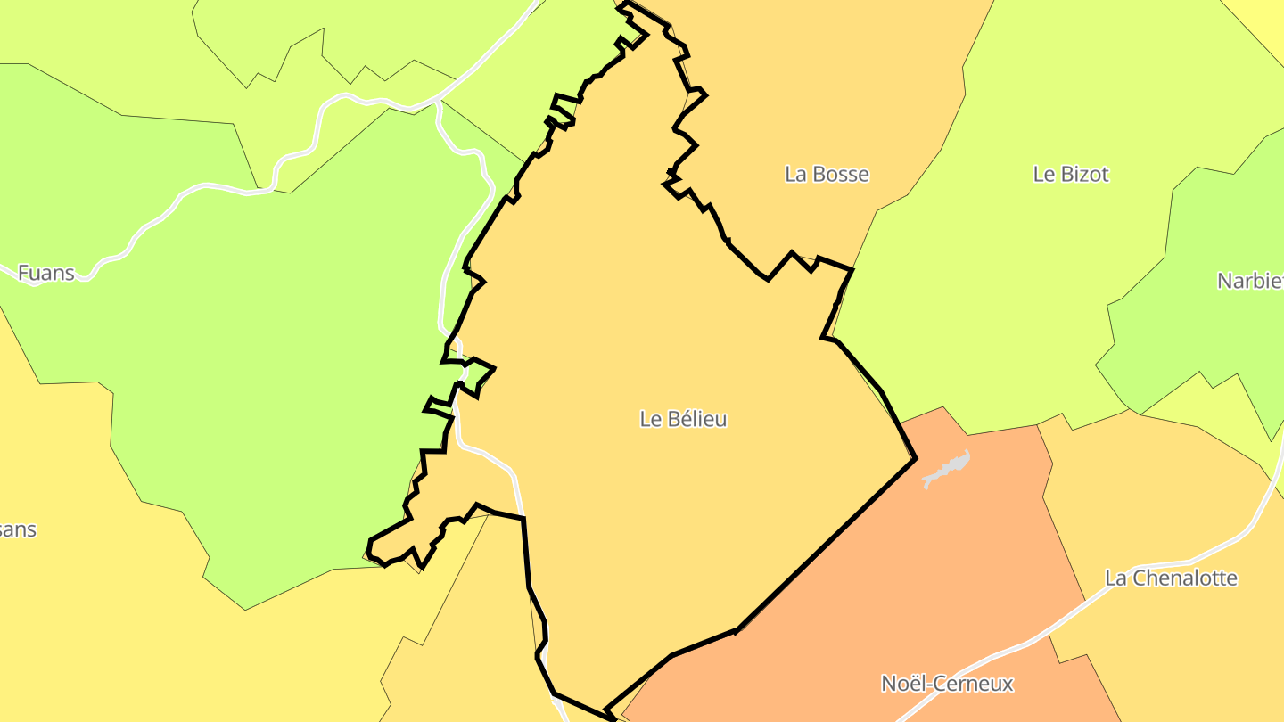 Carte des prix de l'immobilier Le Bélieu