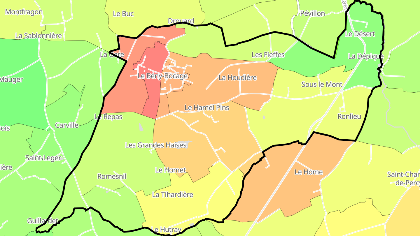 Carte des prix de l'immobilier Le Bény-Bocage
