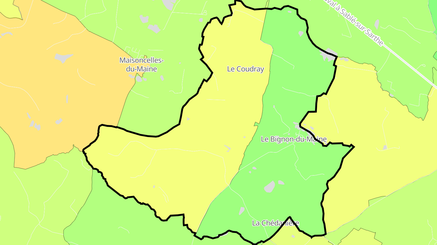 Carte des prix de l'immobilier Le Bignon-du-Maine