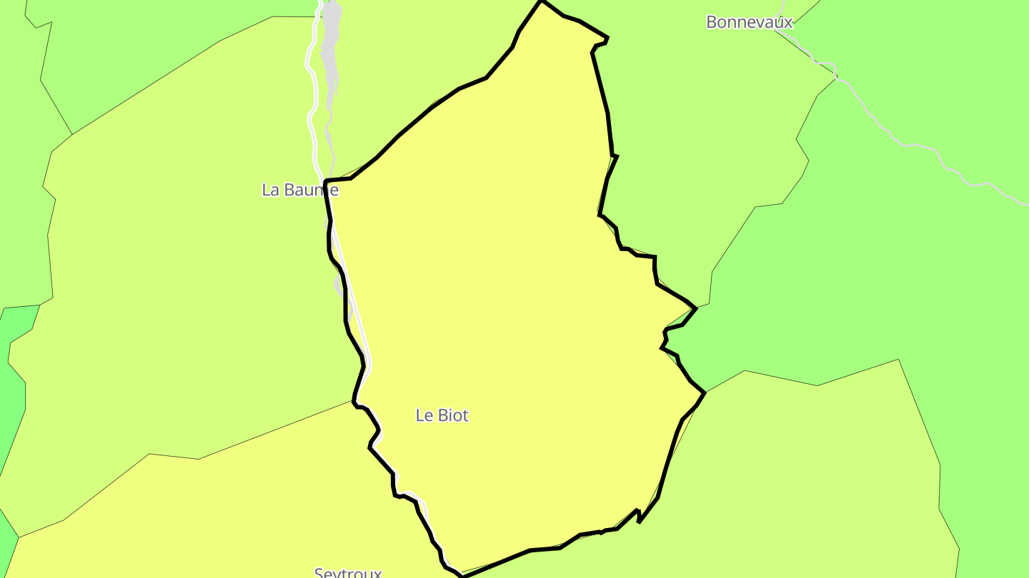 Carte des prix de l'immobilier Le Biot