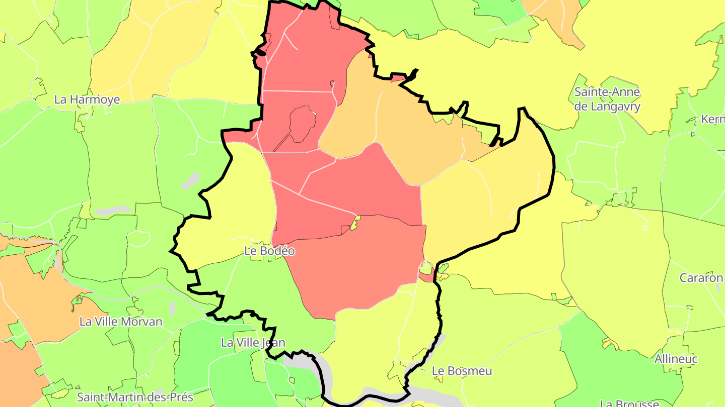Carte des prix de l'immobilier Le Bodéo