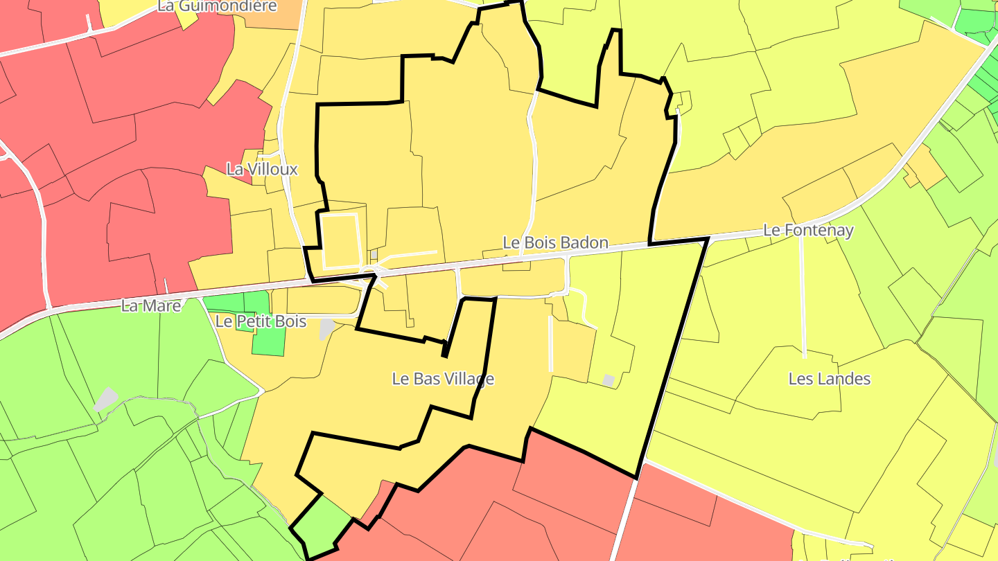 Carte des prix de l'immobilier Le Bois Badon