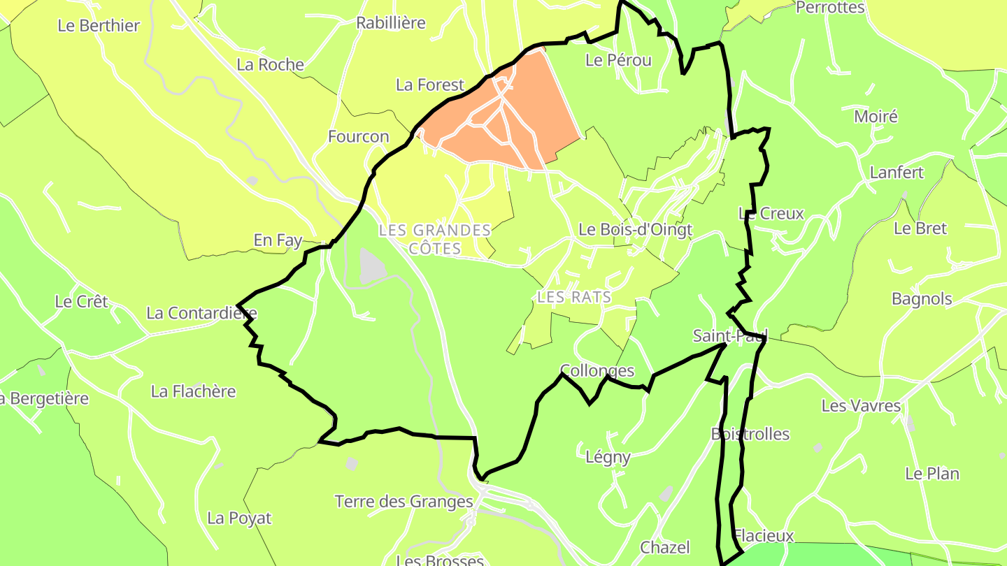 Carte des prix de l'immobilier Le Bois-d'Oingt